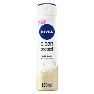 NIVEA CLEAN PROTECT WITH PURE ALUM SHABBA ANTIPERSPIRANT 48 H PROTECTION SPRAY 150 ML